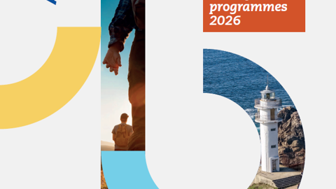 Cover of a guide titled “Interreg Cooperation Day: Guide for Programmes 2026.” The design features bold numbers, people outdoors, a lighthouse, and EU logos at the bottom.